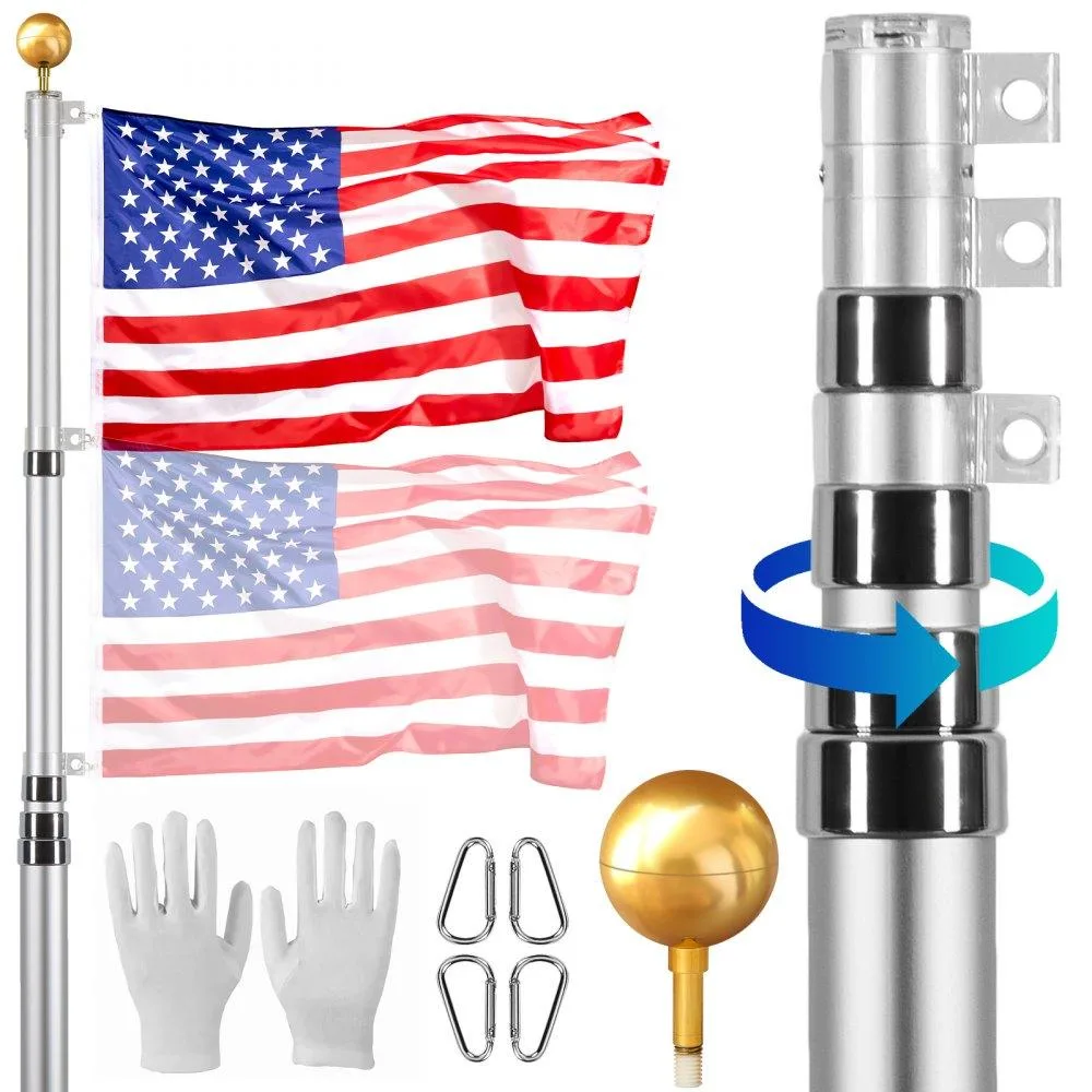 VEVOR VEVOR 20 ft Telescoping Flag Pole Kit Silver — product photo