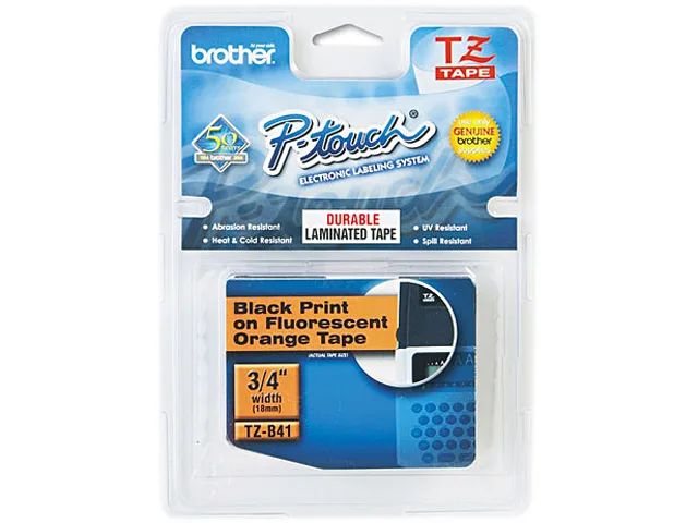 Brother Brother TZEB41 18 mm Black on Fluorescent Orange tape pos accessory — product photo