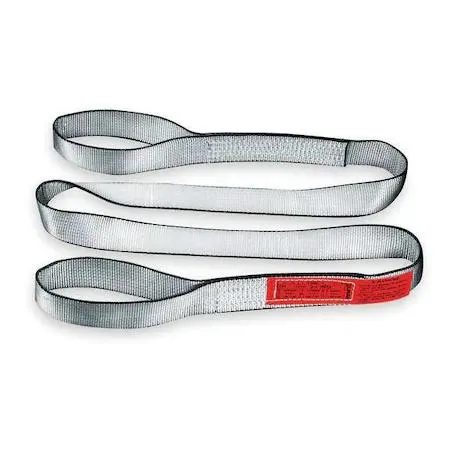 Silver polyester web sling flat eyes eight foot length
