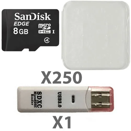 SanDisk SanDisk 8GB microSDHC Class 4 Kit 250 Cards + Reader — product photo