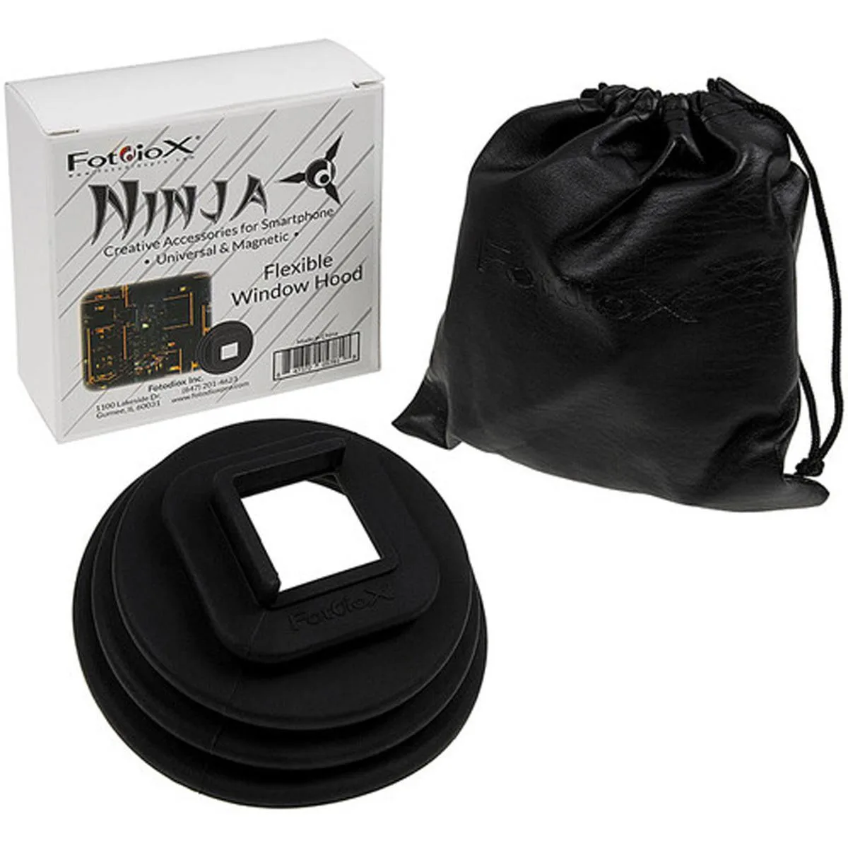 Flexible silicone window hood with three suction cups for smartphones