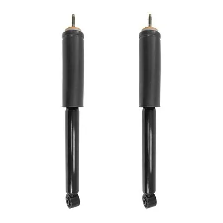 Two silver rear shock absorbers in a kit box