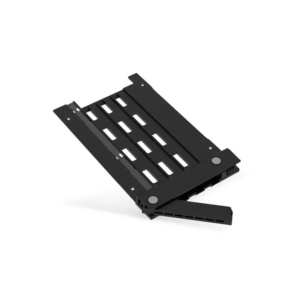 Black plastic 2.5 inch drive tray with screw holes