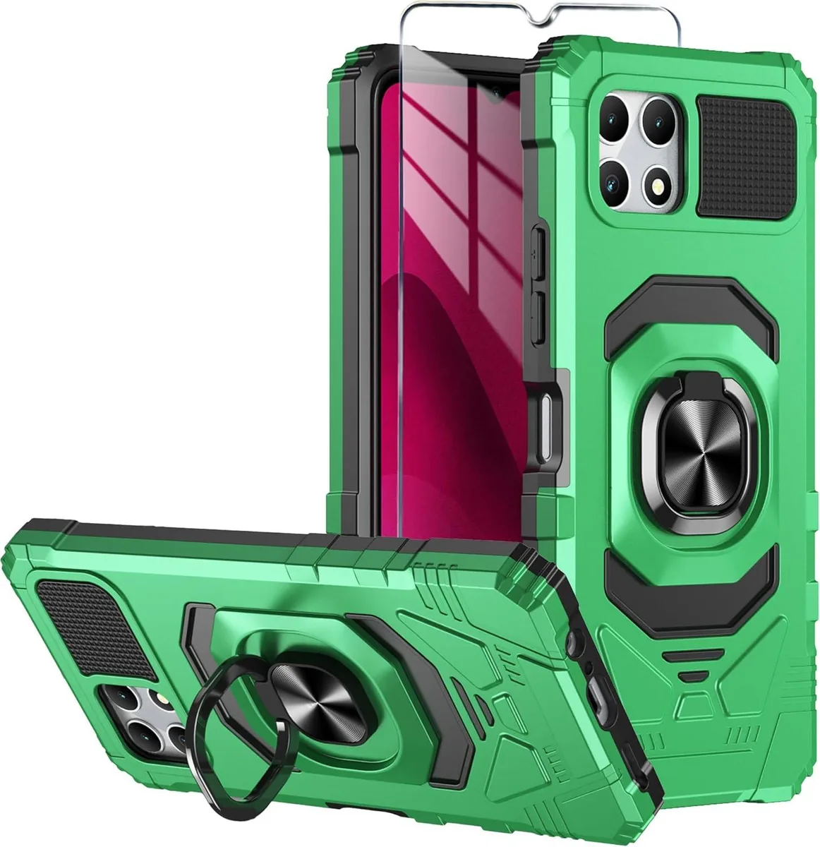 TAURKENAM TAURKENAM Case for T-Mobile REVVL 7 5G Green with Tempered Glass Screen Protector — product photo