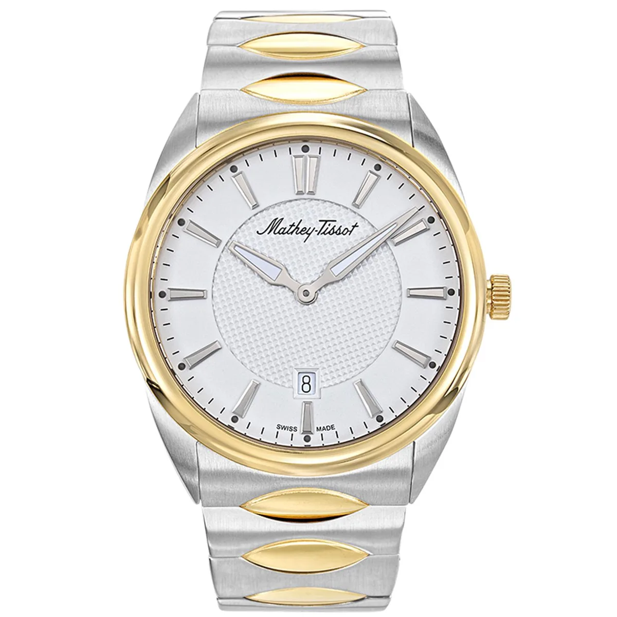 Mathey Tissot white dial watch on stainless steel bracelet