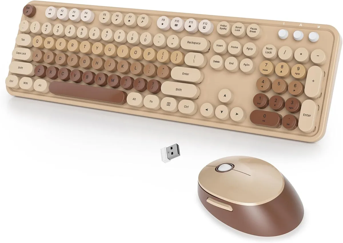 TUKO TUKO Retro Typewriter Wireless Keyboard and Mouse Set Coffee — product photo