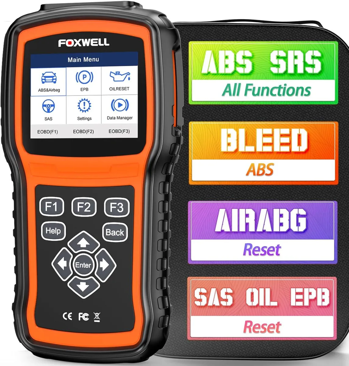 Handheld OBD2 scanner with colour screen and cable