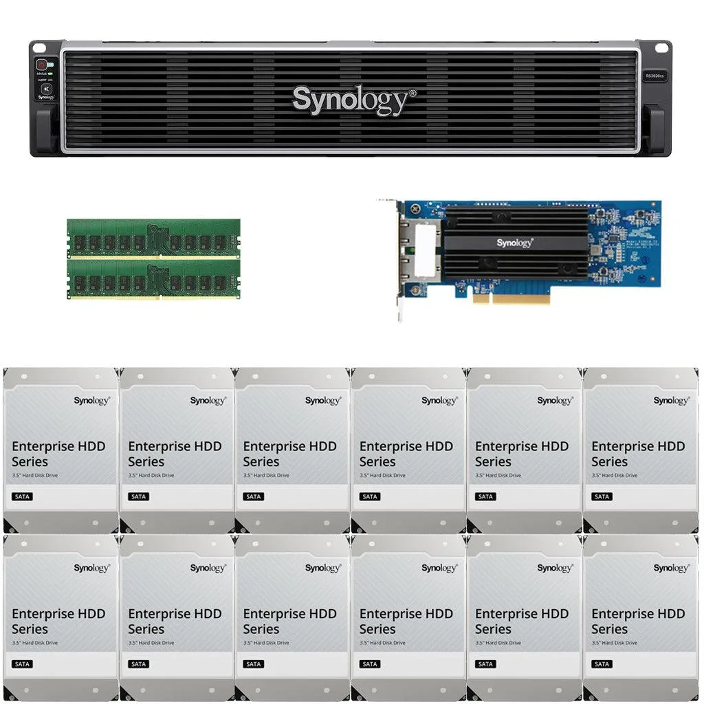 Synology Inc. Synology RS3626xs Xeon D-1726 12-Bay Rackmount NAS 16GB 240TB 25GbE — product photo