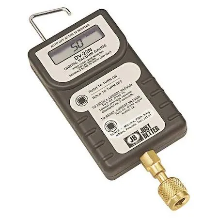JB Industries JB Industries DV-24N Vacuum Gauge LCD Brass Audio Visual accessory — product photo