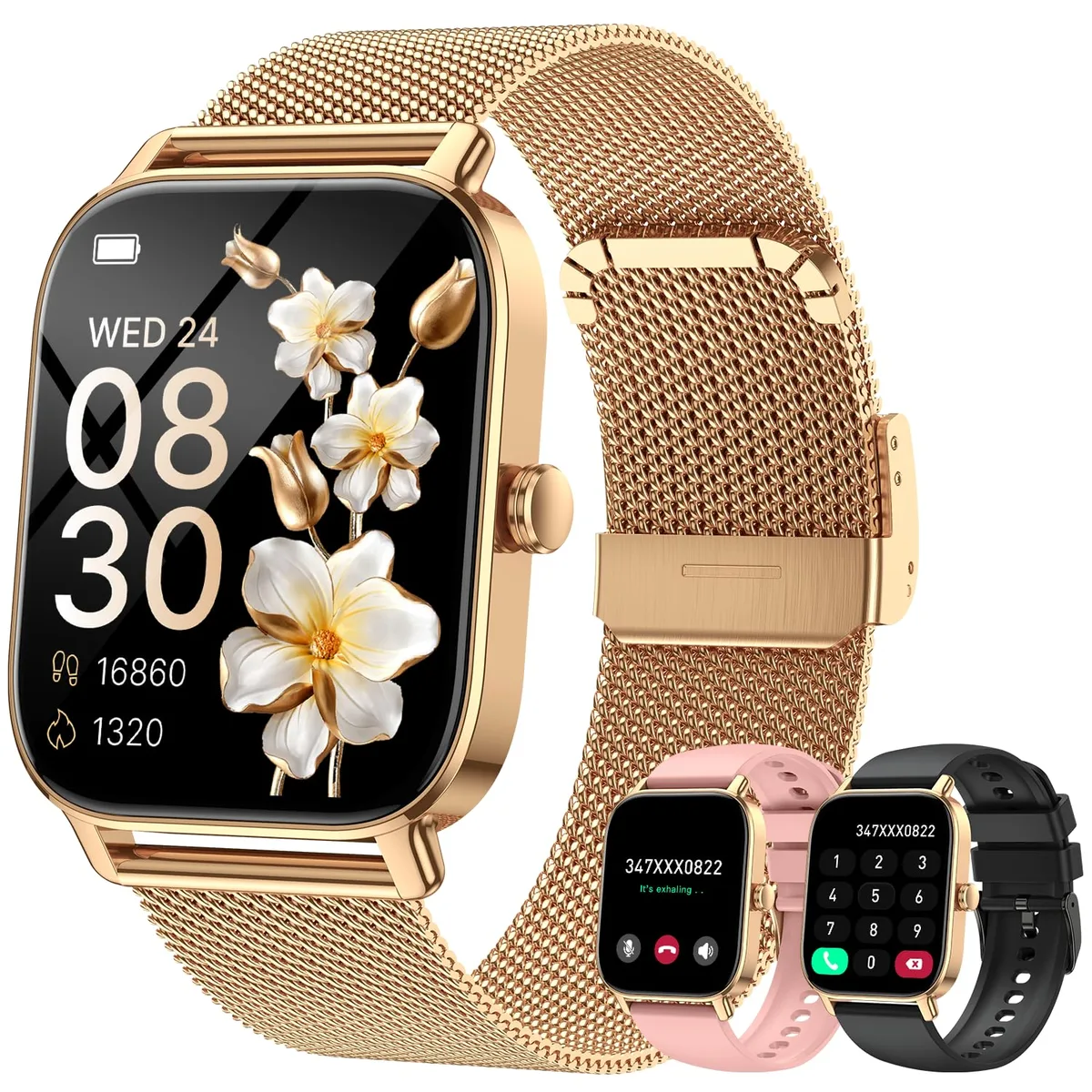  Kimeag P91 Smart Watch Gold 1.85" 120+ Sport Modes — product photo