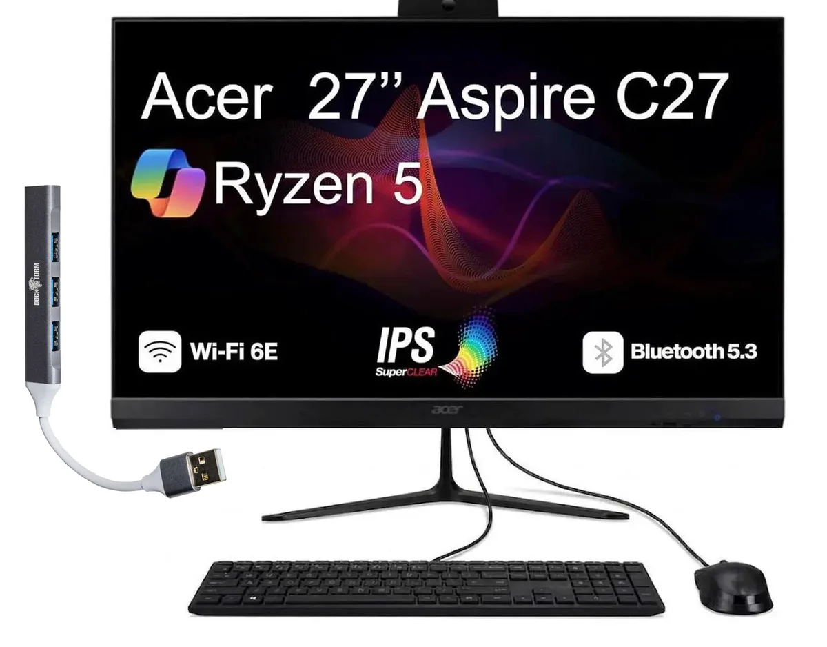 Acer America Acer Aspire C27 all-in-one PC 27" 120Hz IPS Ryzen 5 7430U 8GB DDR4 512GB NVMe Win 11 Home — product photo
