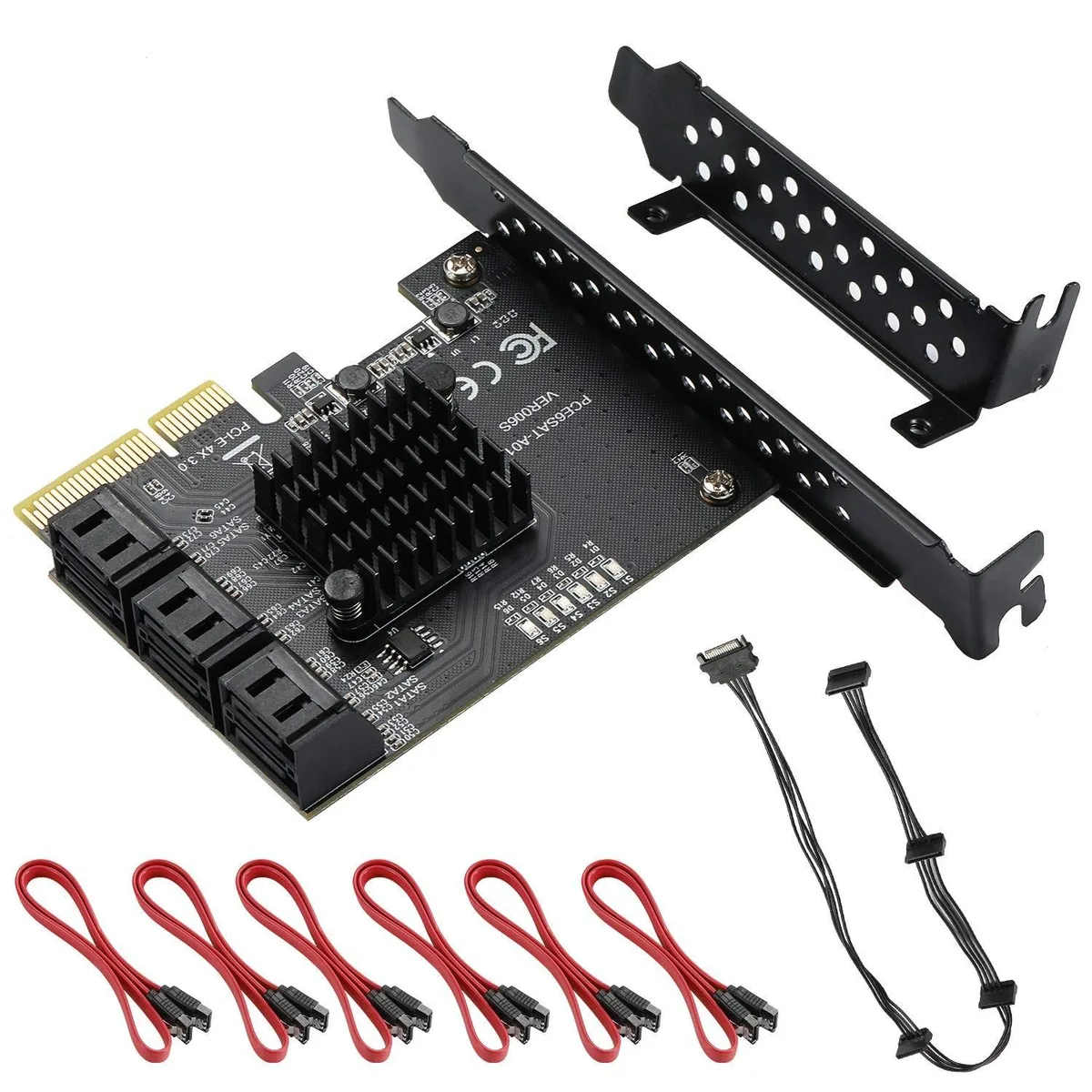 BESIGN BESIGN 6 Port SATA PCIe 3.0 Expansion Card ASM1166 2 in 1 Accessories — product photo