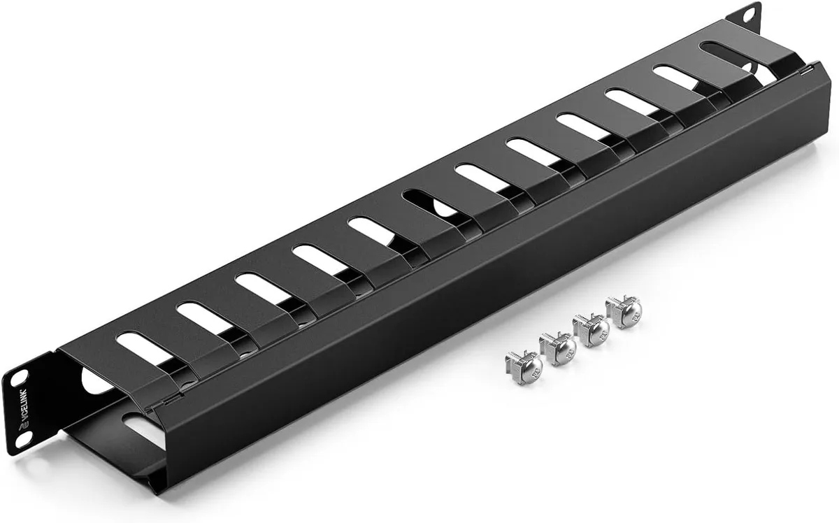 TAURKENAM TAURKENAM 1U 19" Server Rack Cable Management 12-Slot Carbon Steel Black — product photo