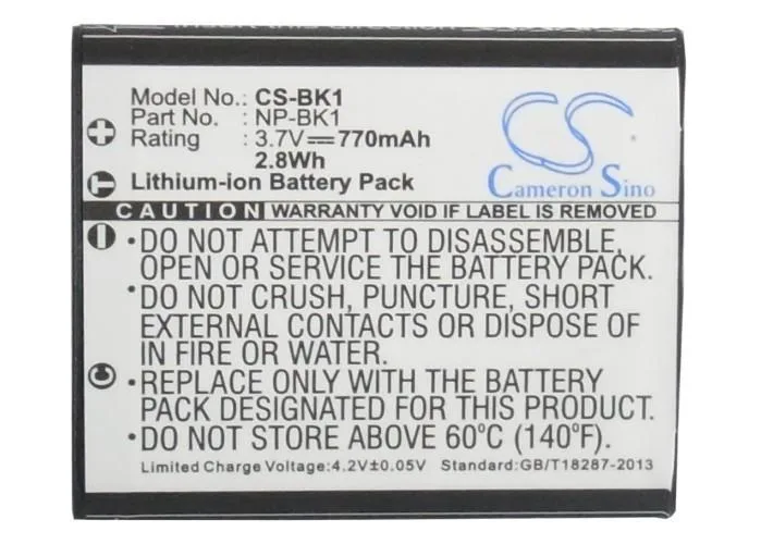Small rectangular rechargeable camera battery with green label