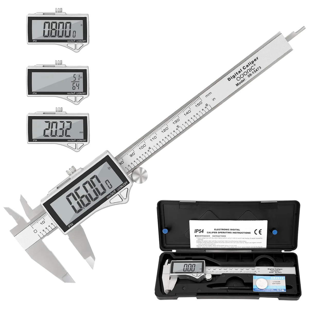  Adoric Digital Caliper Stainless Steel 0-6 inch 0-150 mm — product photo