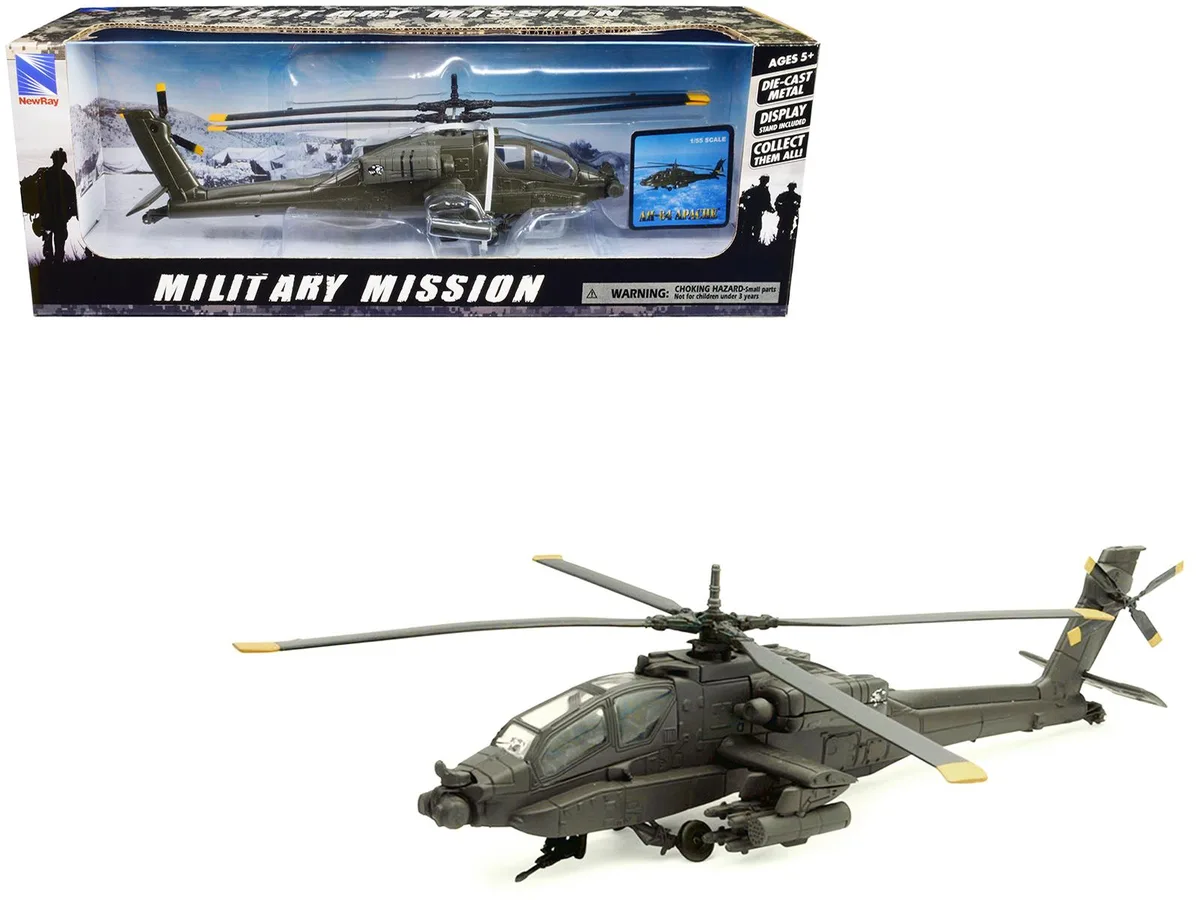 New Ray Toys New Ray Toys Boeing AH-64 Apache 1/55 Olive Drab United States Army Diecast Hobby Collectible — product photo