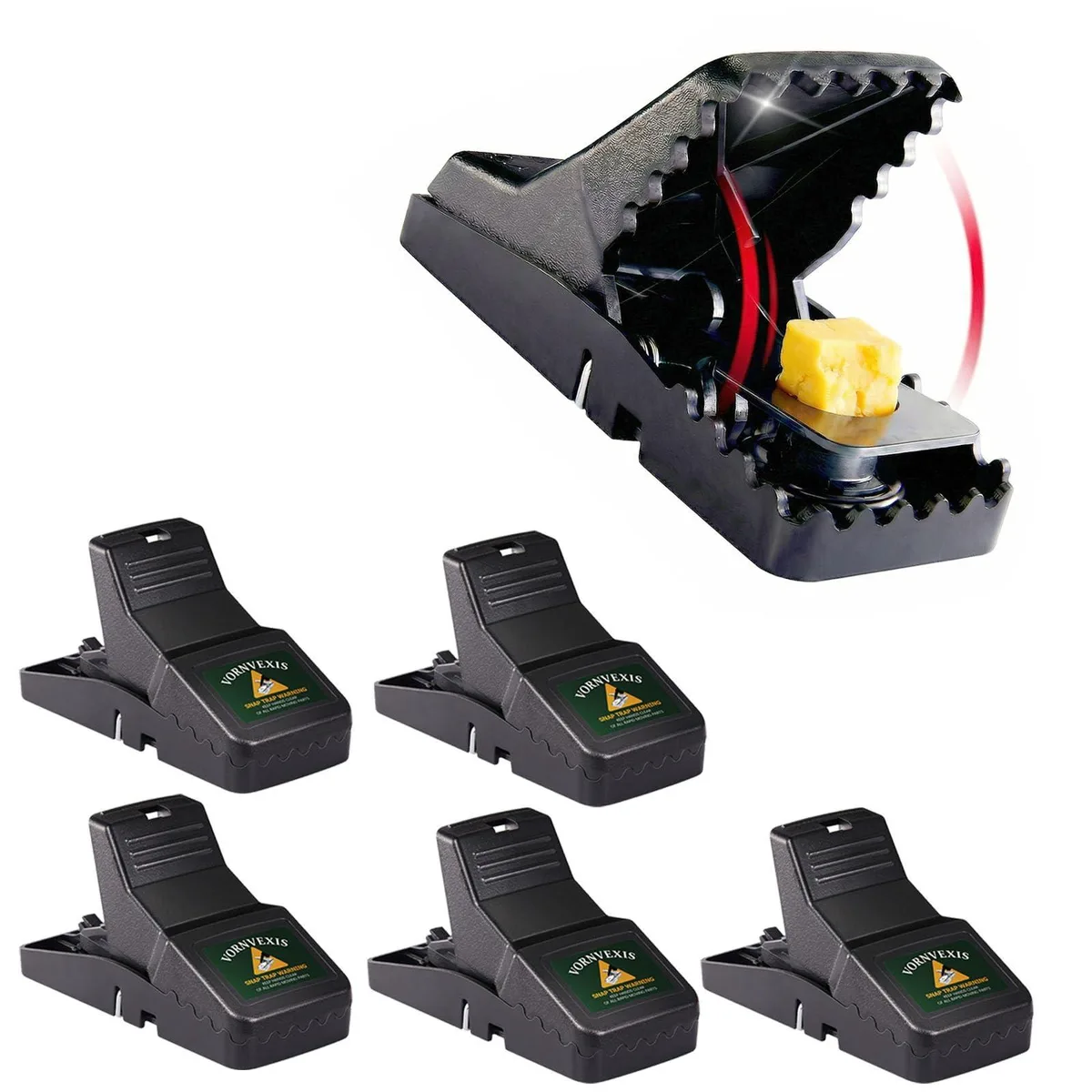 Six plastic snap mouse traps in light grey finish