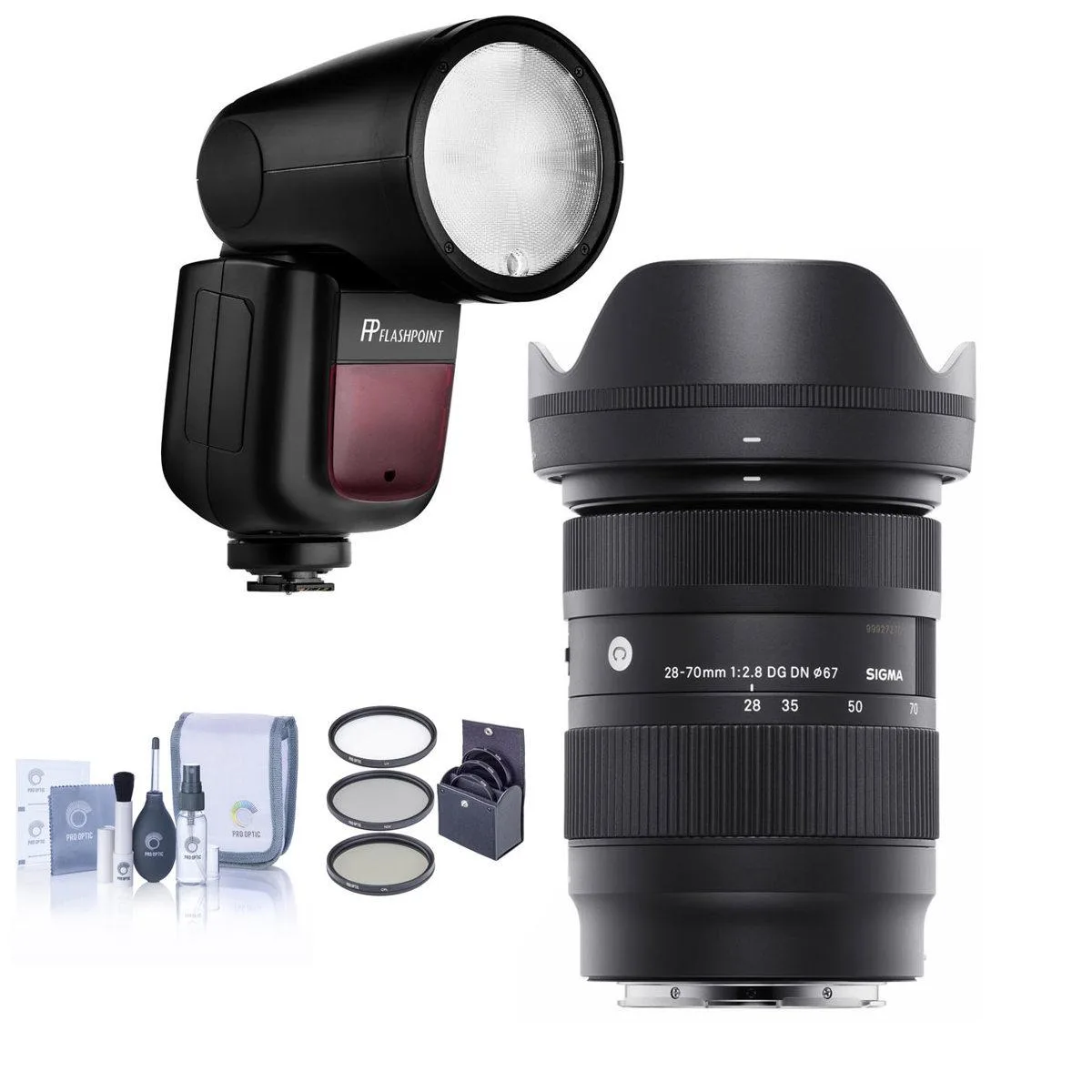 SIGMA SIGMA 28-70mm f/2.8 DG DN Contemporary camera lens for Sony E with flash and filter kit — product photo