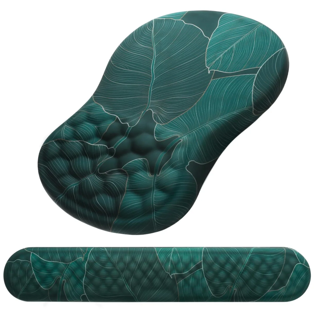 Keychron mouse pad wrist support 2 in 1 keyboard wrist rest ergonomic mouse pad banana leaf green — product photo