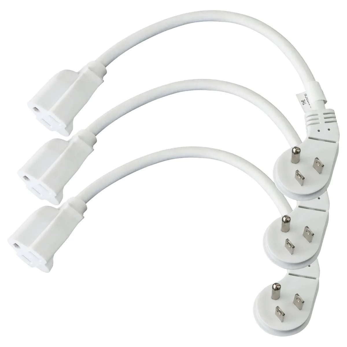  EP 3 Pack 1 ft Flat Plug Extension Cord 16/3 Gauge 13A 125V 1625W White — product photo