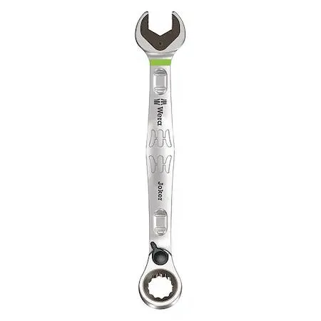 Wera 18mm ratcheting wrench, nickel chrome finish, alloy steel, 12-point reversible head