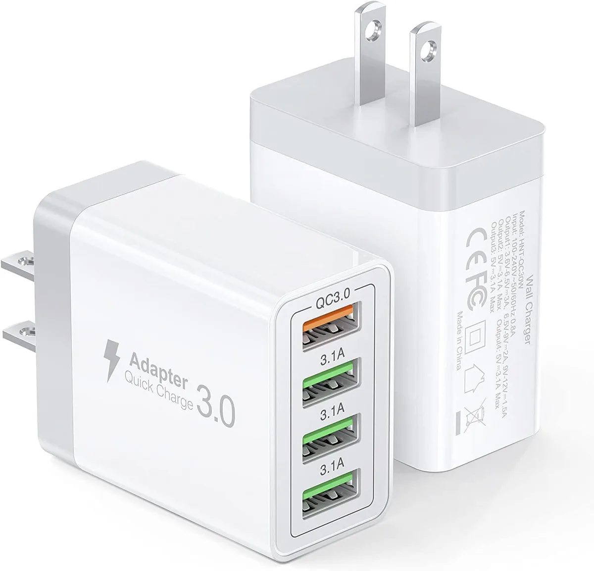 Corn Electronics Corn Electronics 30W 4-Port USB Wall Charger 2-Pack White — product photo