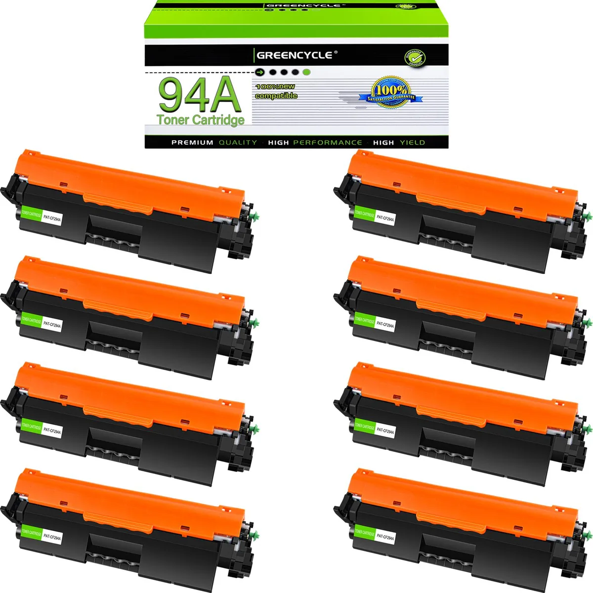 GREENCYCLE GREENCYCLE 94A CF294A Compatible Black Toner Cartridge 8 Pack — product photo