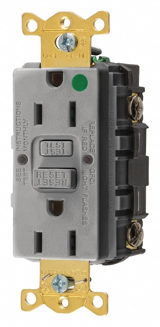 Hubbell Incorporated Hubbell Incorporated GFR82GRY GFCI Receptacle 15A 125VAC Gray — product photo