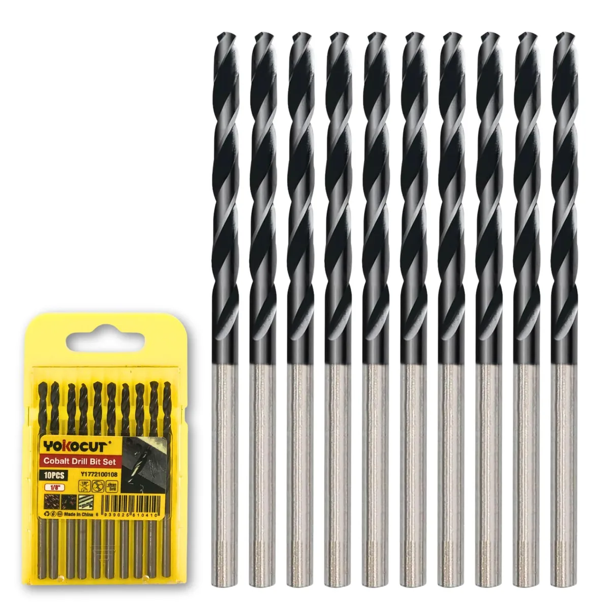  YOKOCUT 1/16 Inch Cobalt Drill Bit 10PCS HSS M35 AlTiN Y17720 — product photo
