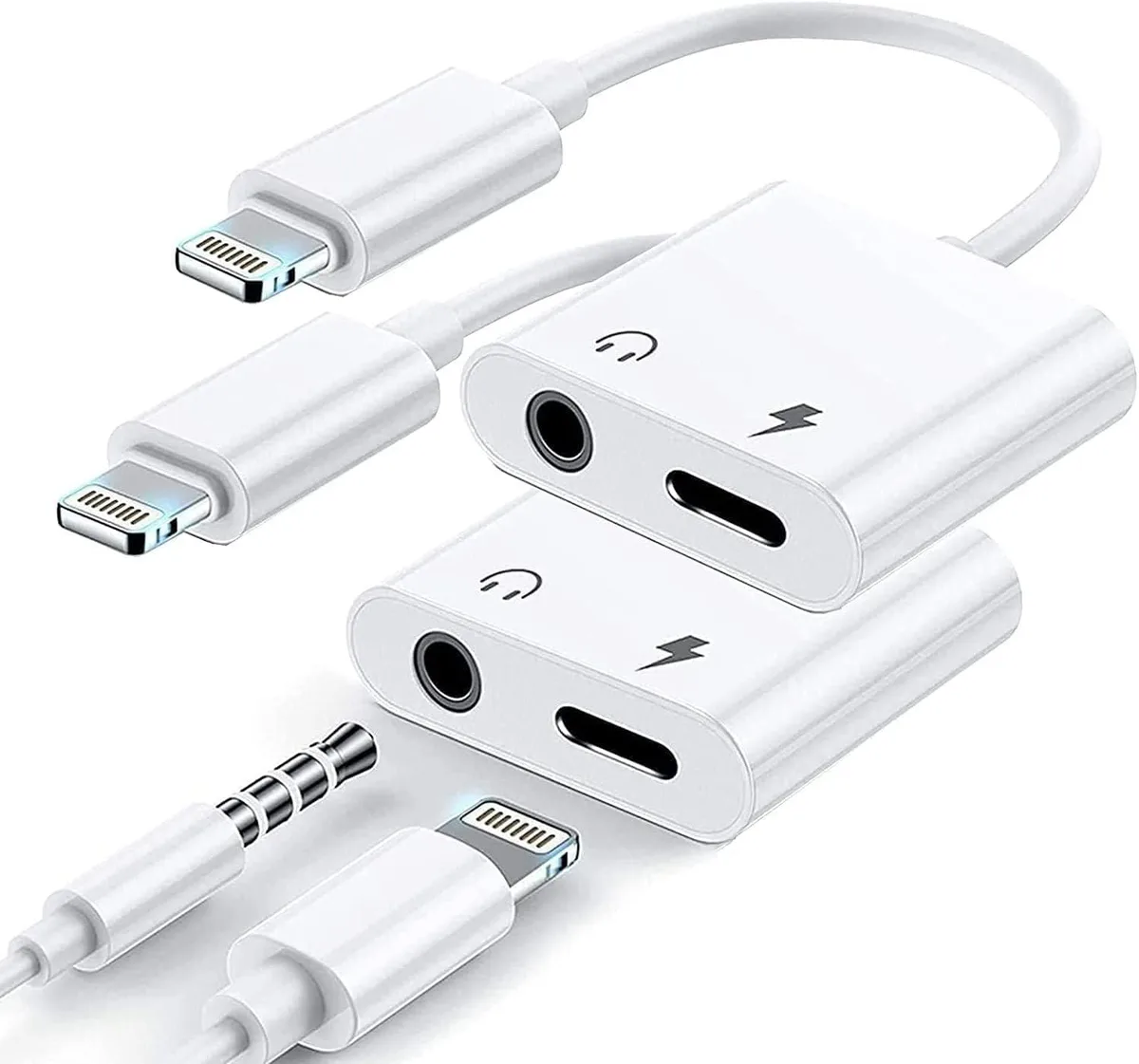 BONAEVER BONAEVER 2 Pack Lightning to 3.5mm Audio Adapter White — product photo