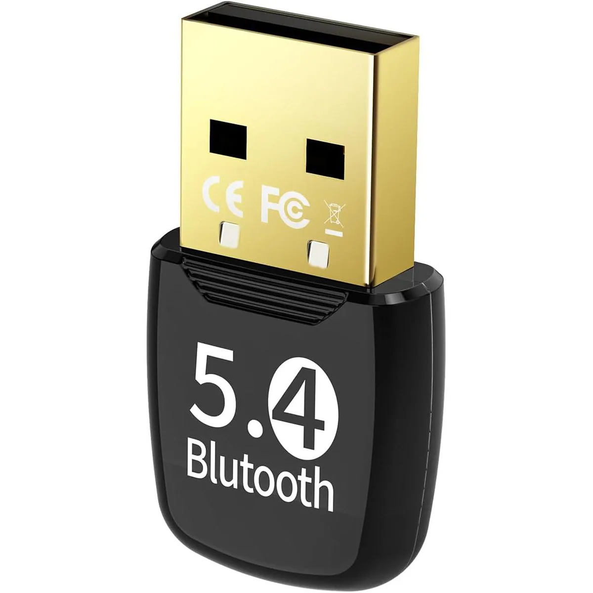 Tiny black USB Bluetooth 5.4 dongle, nano form factor, matte finish