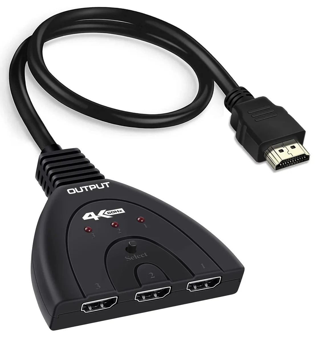 BUCIER BUCIER 4K 60Hz HDMI Switch 3 Port 3x1 Pigtail Cable — product photo