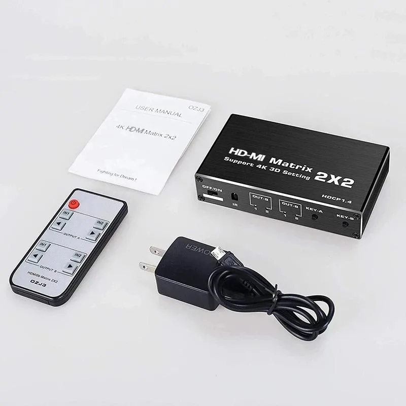 YINGHUA YINGHUA 2x2 HDMI Matrix Switcher 4K 3D 2 In 2 Out KVM Switch — product photo