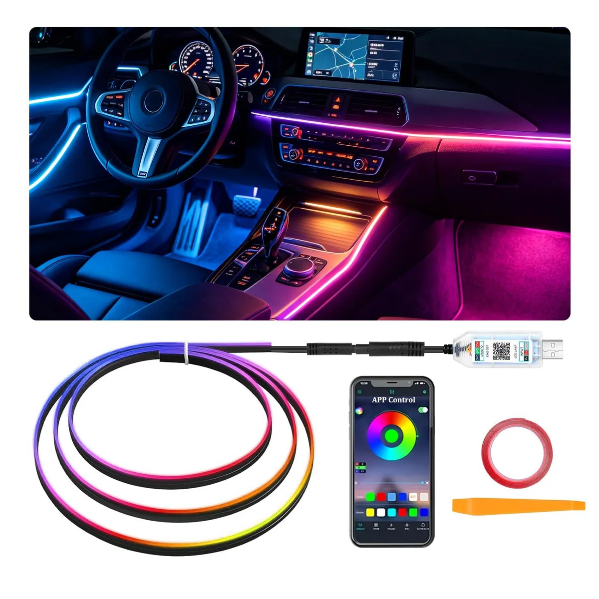 43.3 inch acrylic LED strip with 110 RGB lights