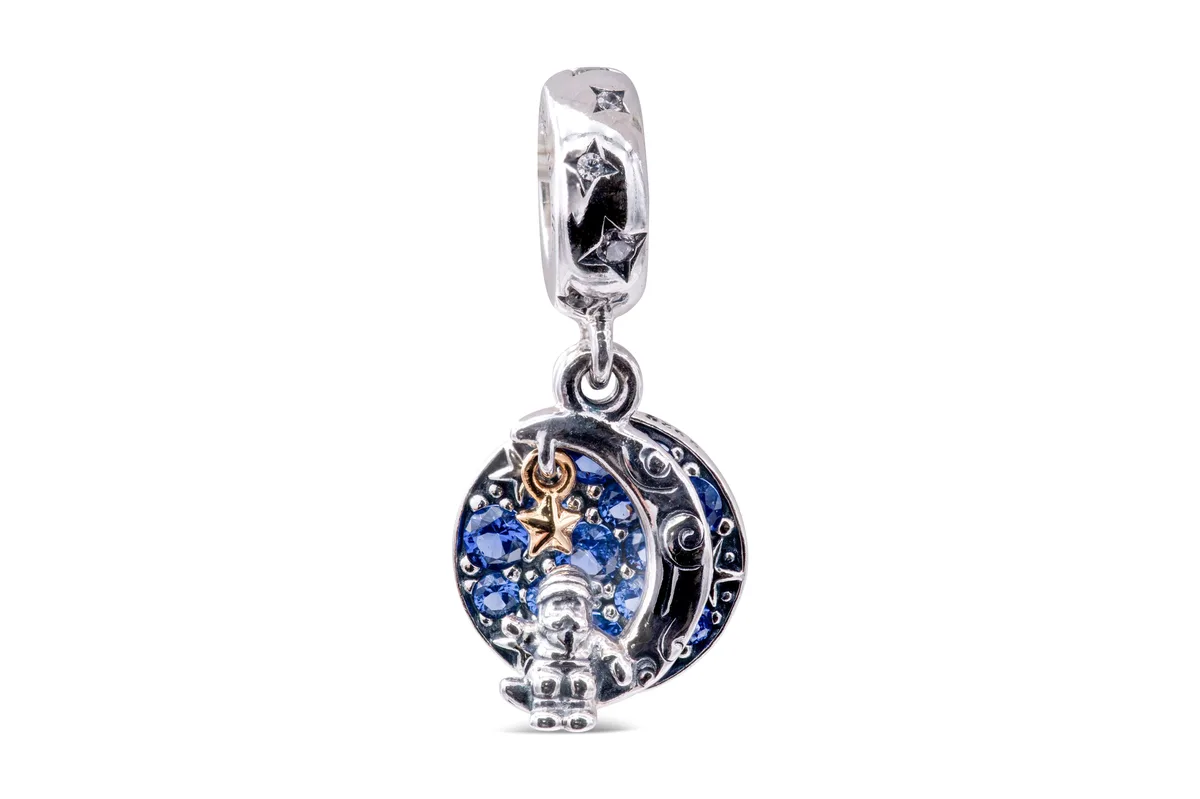 PANDORA PANDORA Santa Claus On The Moon Double Dangle Charm 14k gold plated star — product photo