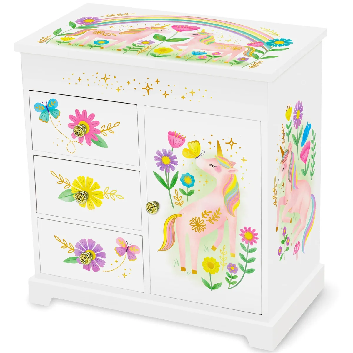  Giggle &amp; Honey Floral Unicorn Musical Jewelry Box Toy Storage — product photo