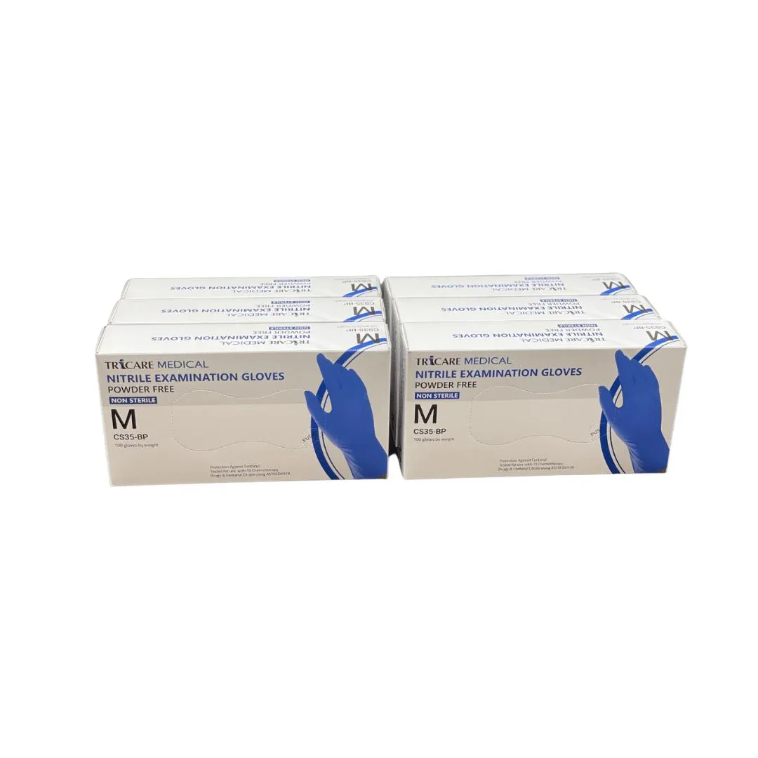 TRICARE MEDICAL TRICARE MEDICAL Nitrile Exam Gloves, Chemo Tested, 4.3 Mil, Deep Blue, 6×100 Medium — product photo