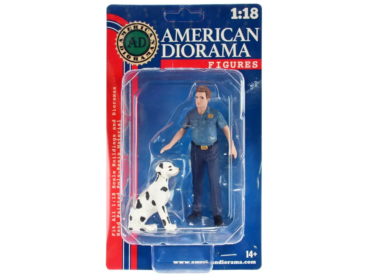 American Diorama American Diorama "Firefighters" Fire Dog Training Figures 1/18 Scale Hobby Collectible — product photo