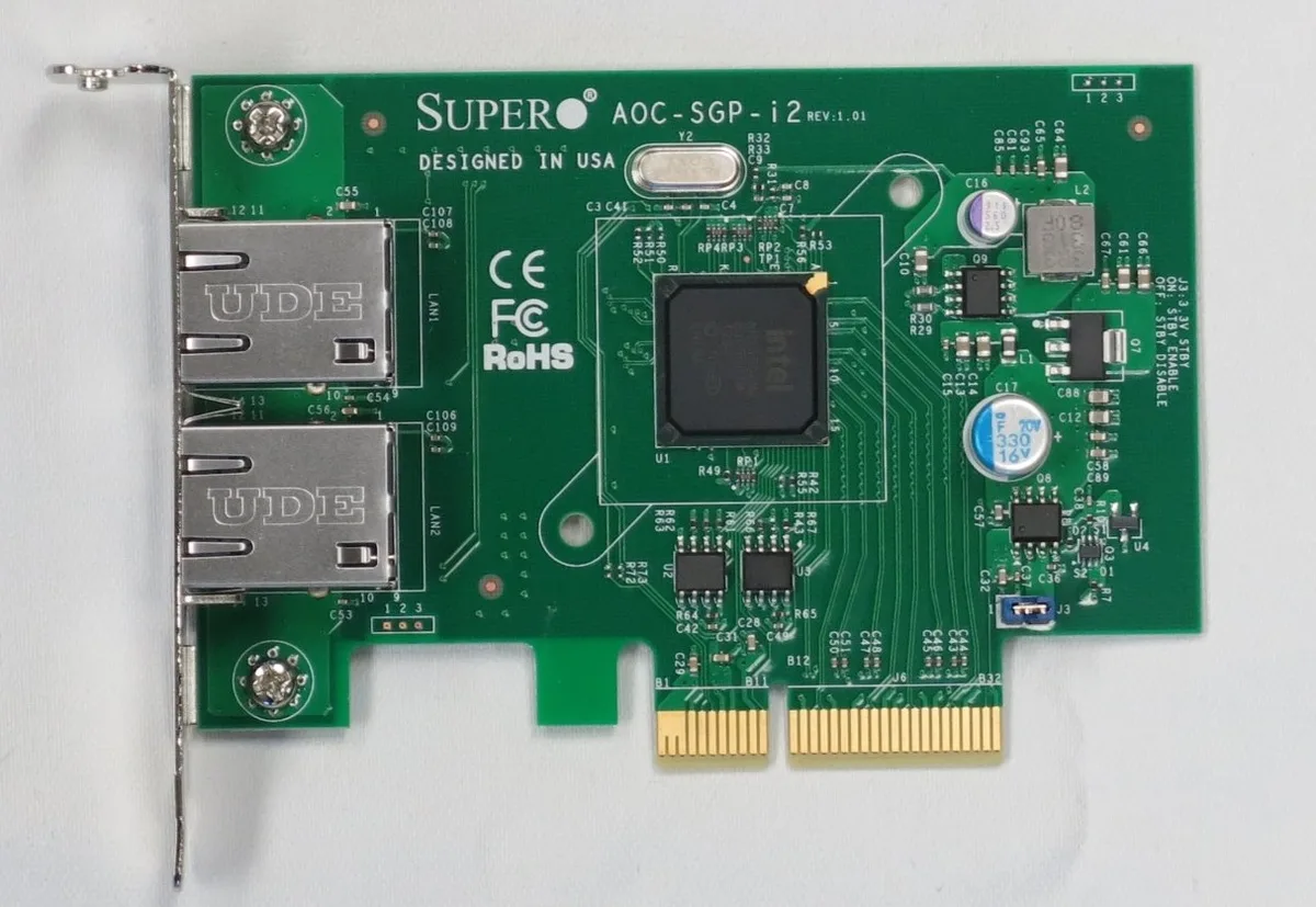 Supermicro Supermicro AOC-SGP-I2 dual-port Gigabit Ethernet expansion card — product photo