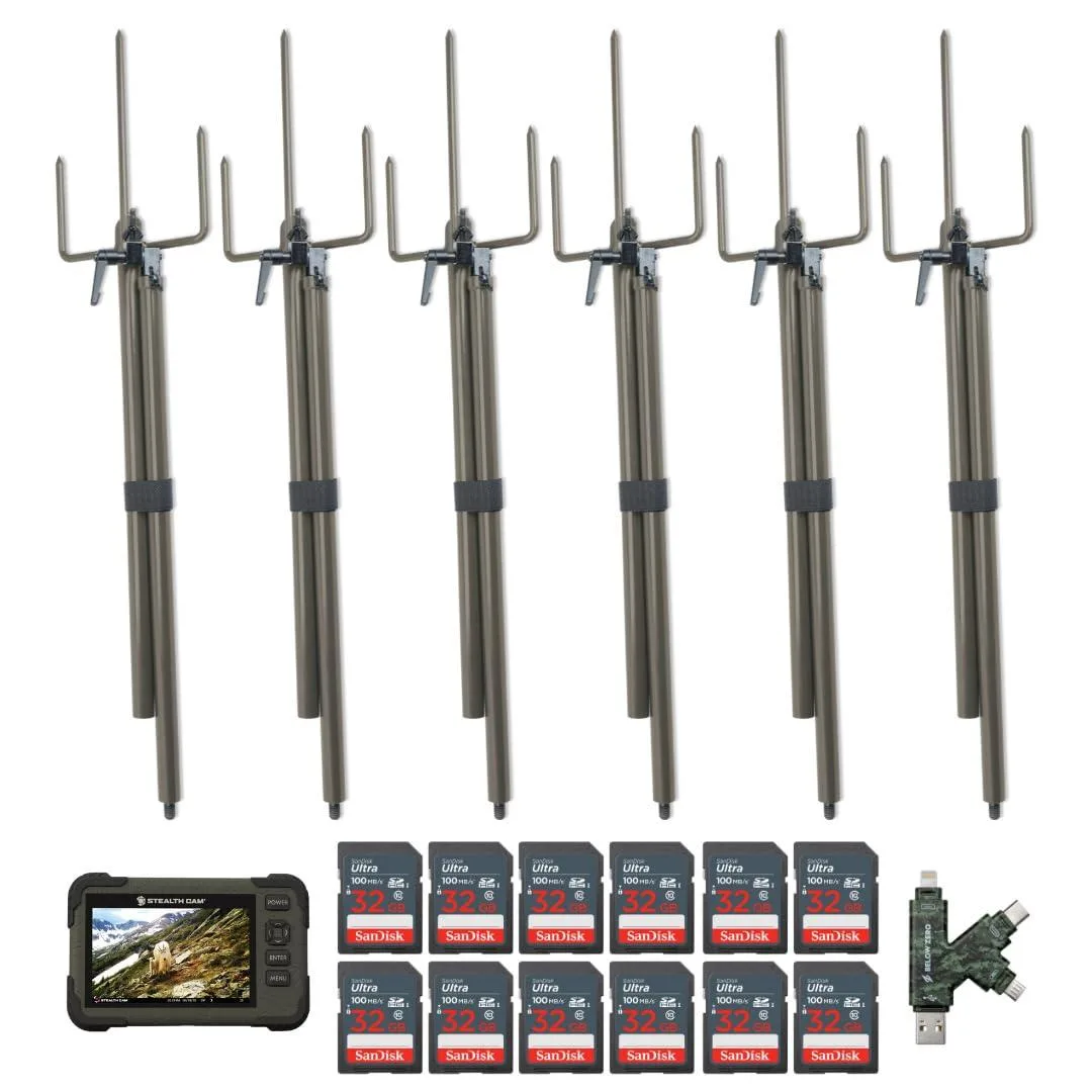 Stealth Cam Stealth Cam STC-CAMSTICK_K36 RFID bundle 6 viewers 4.3in 1080p 6 mounts 12x32GB cards 25 items — product photo