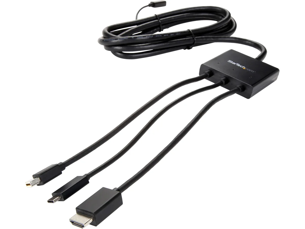 STARTECH STARTECH CMDPHD2HD USB-C HDMI Mini DisplayPort to HDMI adapter 6.6 ft — product photo