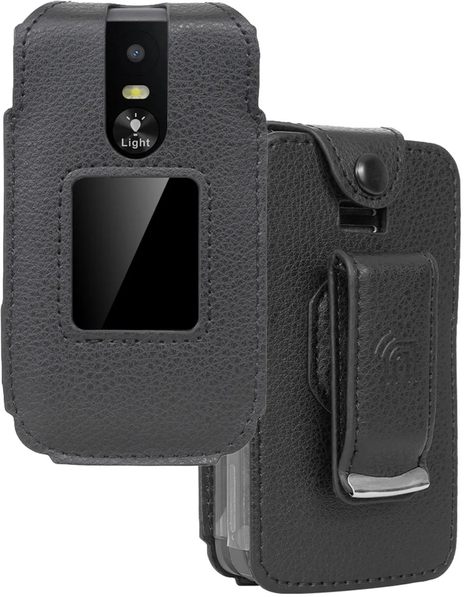 Nakedcellphone Nakedcellphone Fitted Vegan Leather Case with Metal Belt Clip for Jitterbug Flip 3 (2026) — product photo