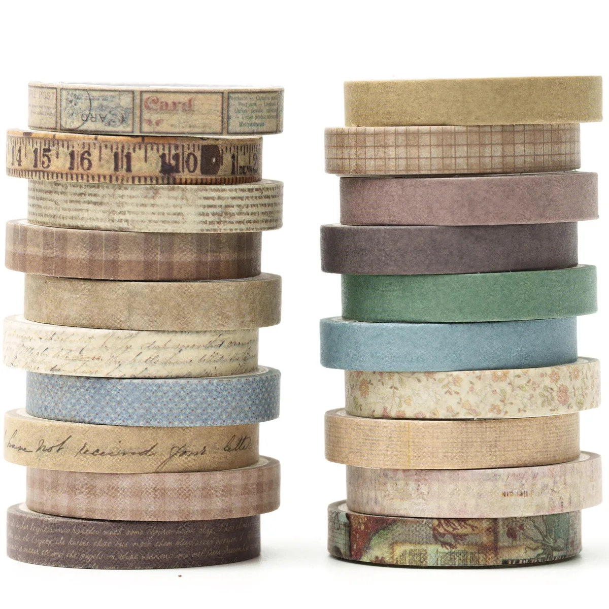 YUBX YUBX Vintage Washi Tape 20 Rolls 7mm x 10ft — product photo