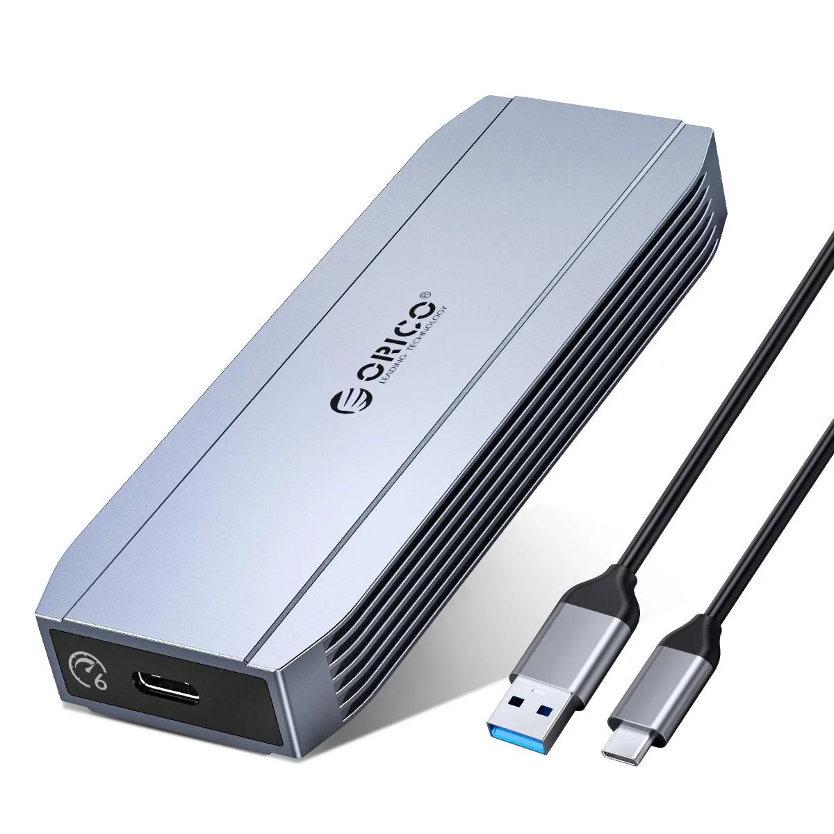 Orico Orico Aluminum M.2 SATA SSD Enclosure USB 3.2 Gen2 6Gbps USB-C Tool-Free Gray — product photo