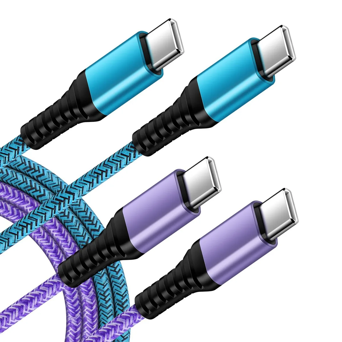 Two 10-foot braided USB-C cables in a pack