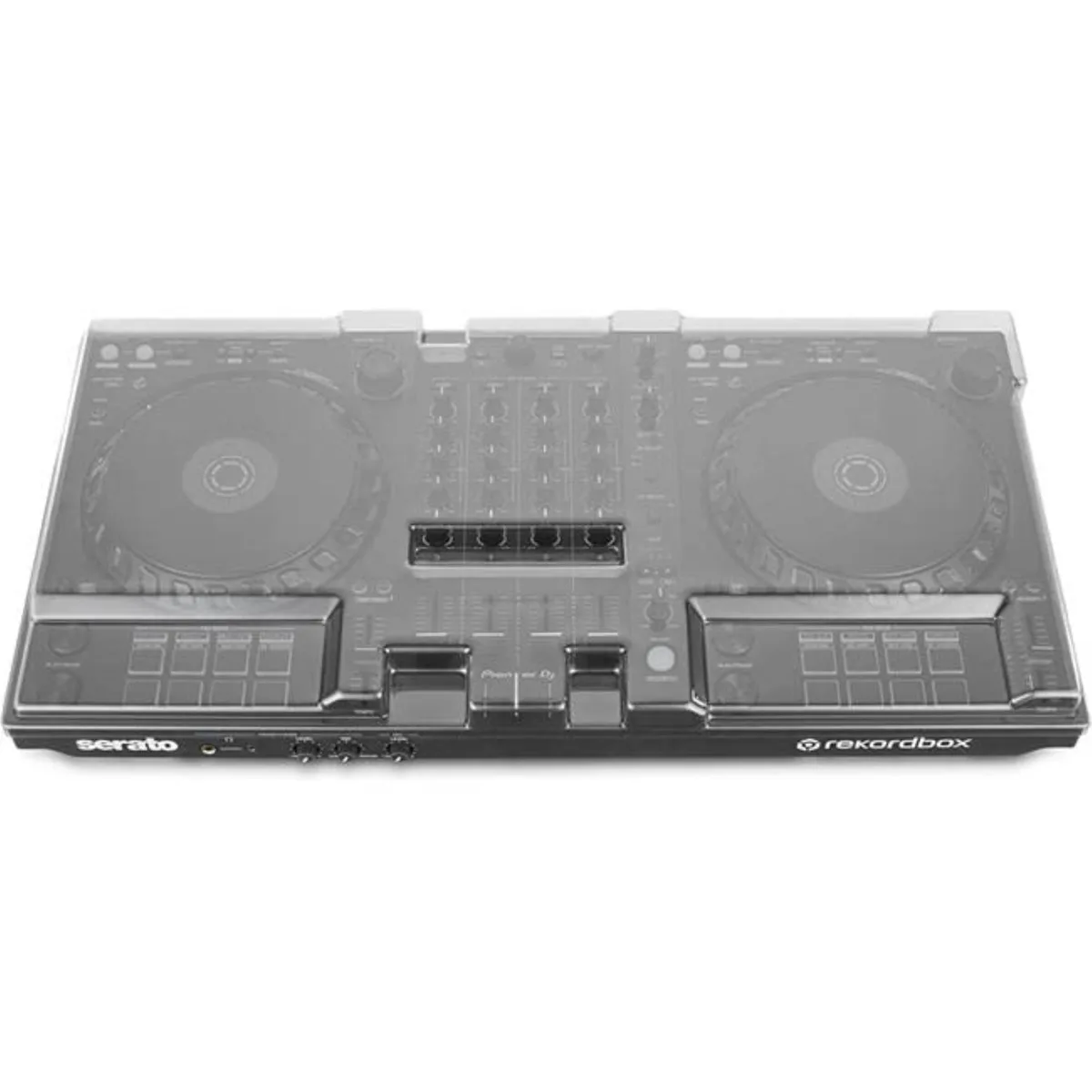 Black protective case for Pioneer DDJ-FLX6 controller with integrated laptop compartment