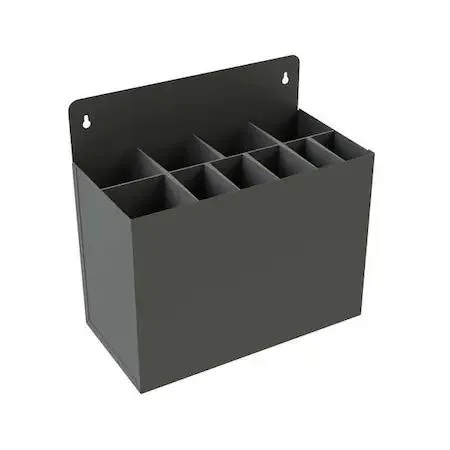 Gray steel keystock rack with powder coated finish, 12 1/4 wide by 12 high by 6 1/4 deep