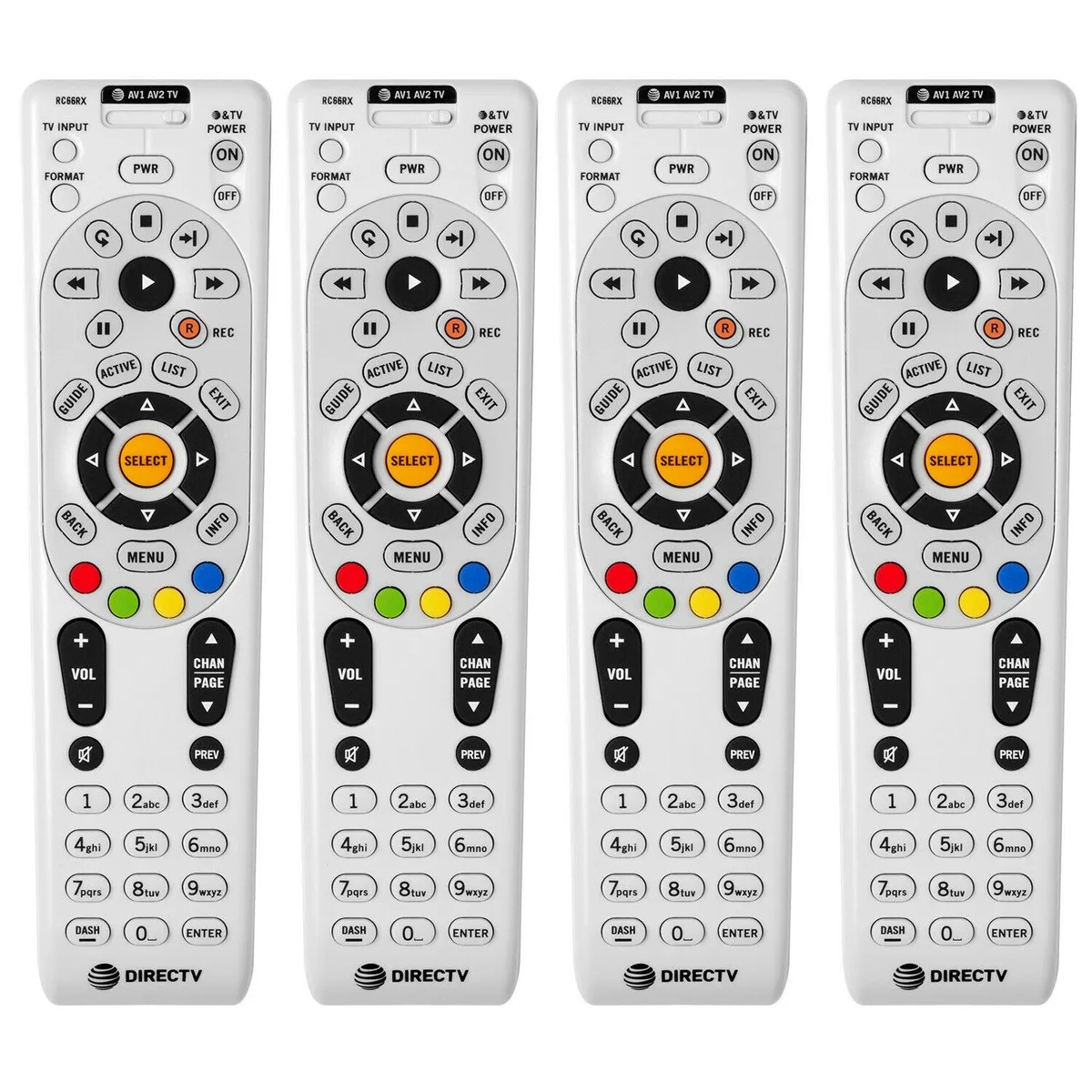DIRECTV DIRECTV RC66RX RF universal remote 4 pack — product photo