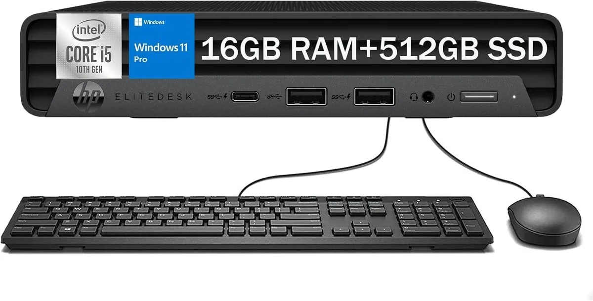 HP HP EliteDesk 800 G6 Mini PC i5-10500 16GB 512GB Windows 11 Pro Black Keyboard Mouse — product photo