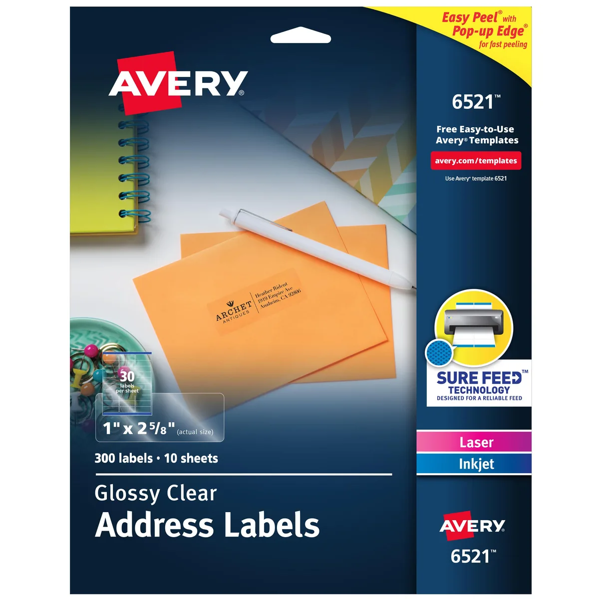 Avery Avery 6521 Glossy Clear Address Labels 300ct — product photo